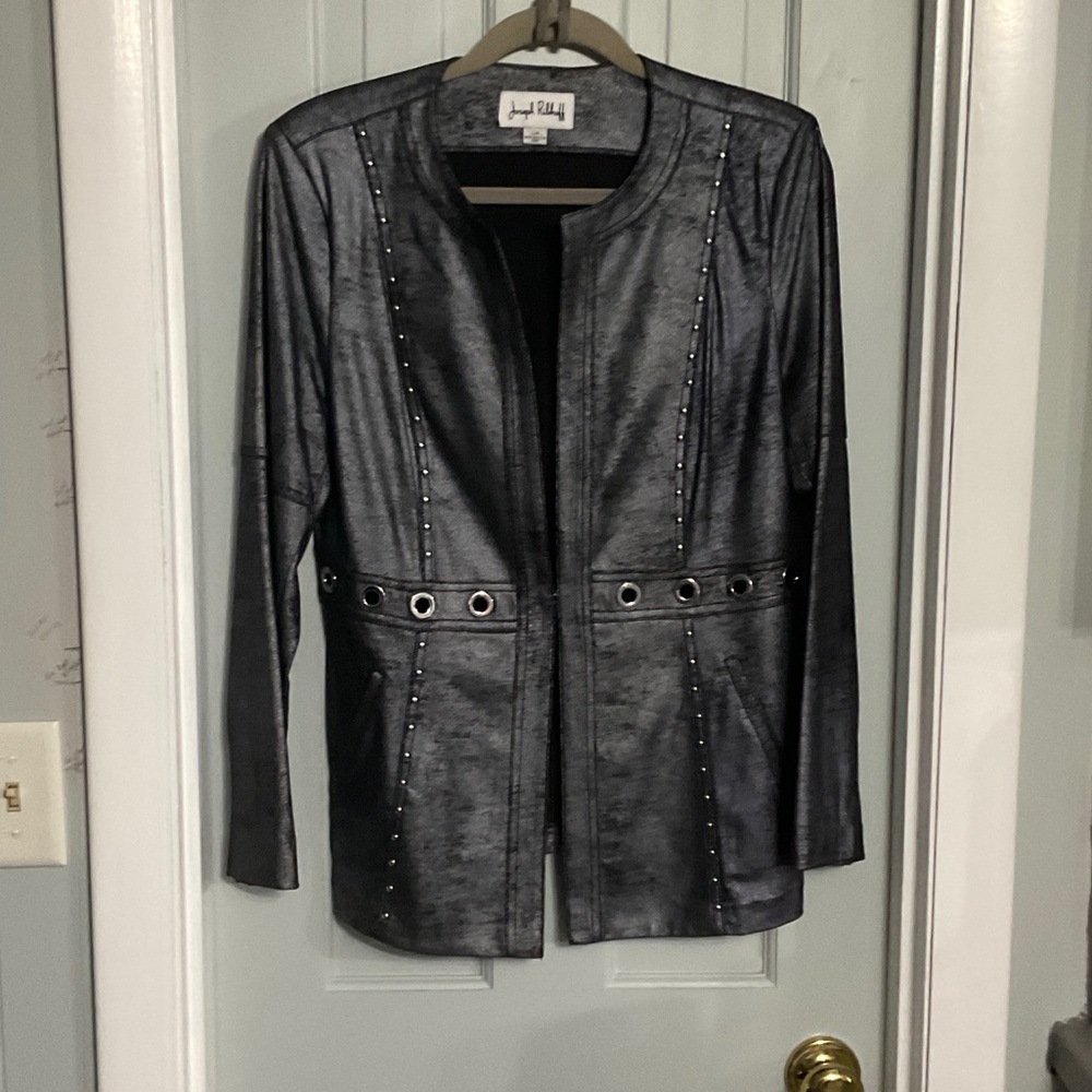 Joseph Ribkoff Metallic Gray Studded Blazer
